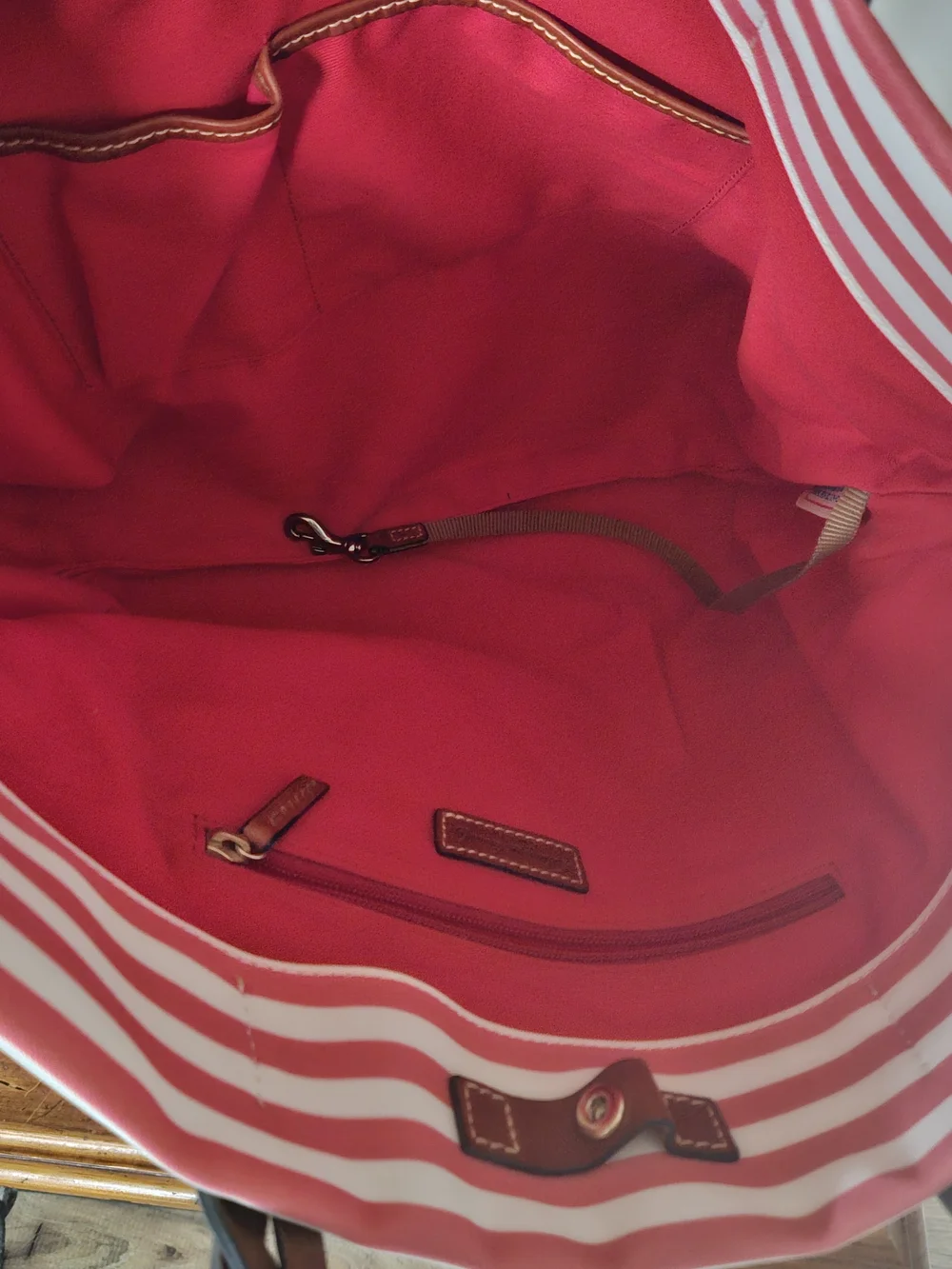 Dooney & Bourke Pink Striped & Blue Tote Bag